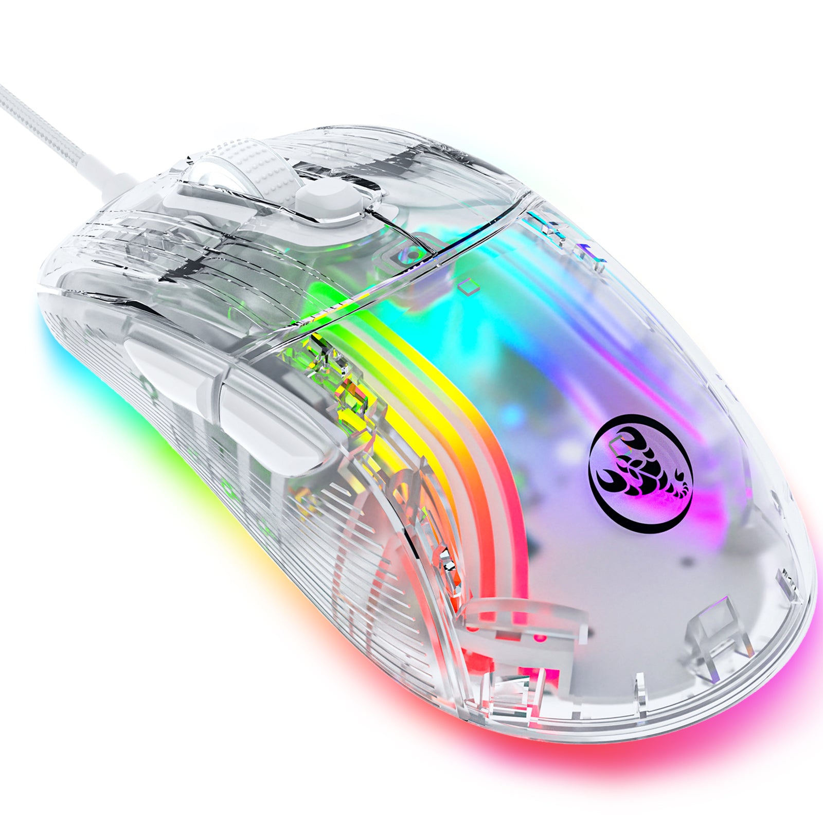 HXSJ X400 Transparent Mouse, Ultralight Wired Mouse, 13 RGB Bac