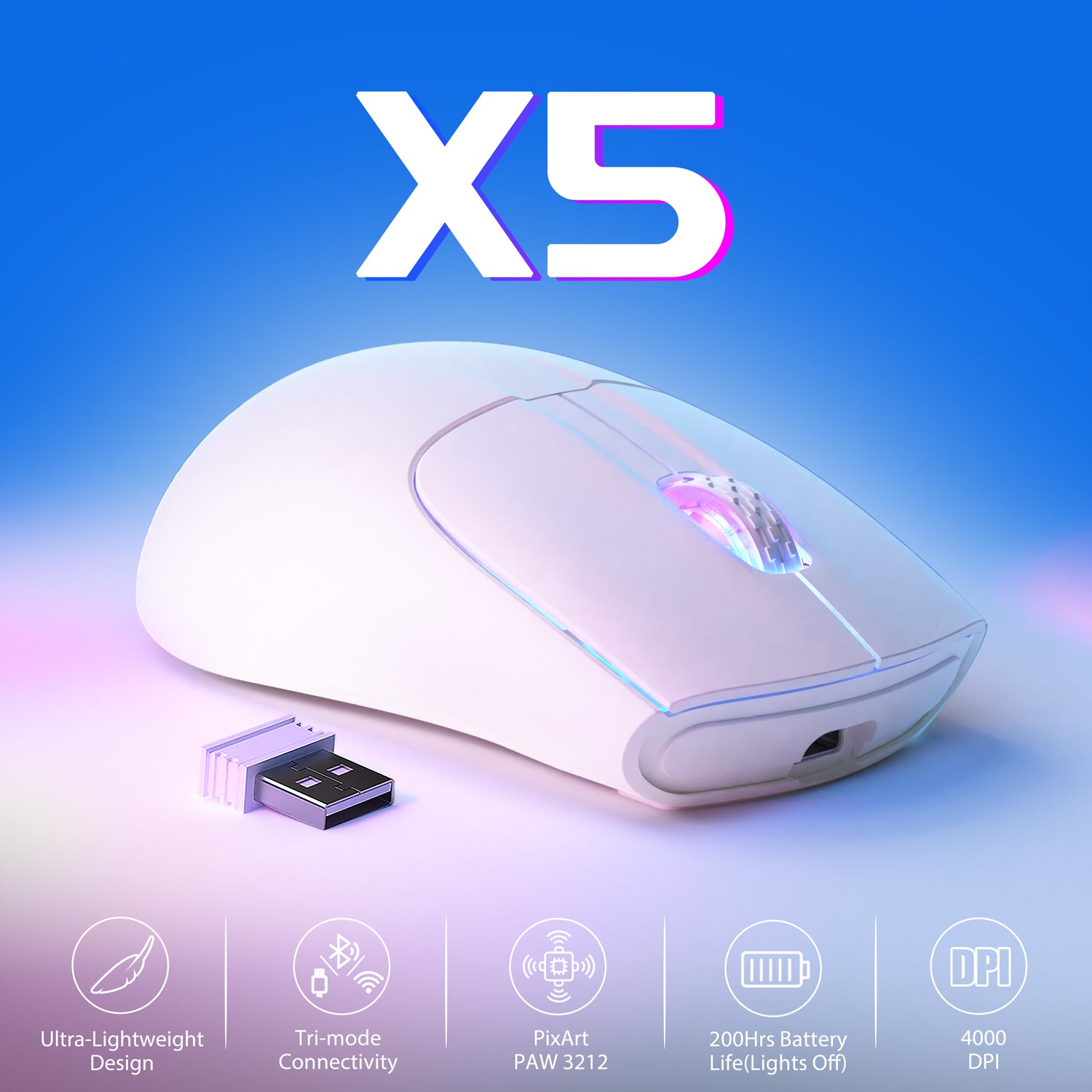 ATTACK SHARK X3 49g SUPERLIGHT Mouse, PixArt Gaming Sensor, BT/2.4G  Wireless/Wired, 6 DPI ajustable hasta 26000, 200Hrs Battery, G502, Office  Mouse para Win11/Xbox/PS/Mac (Blanco) : : Informática