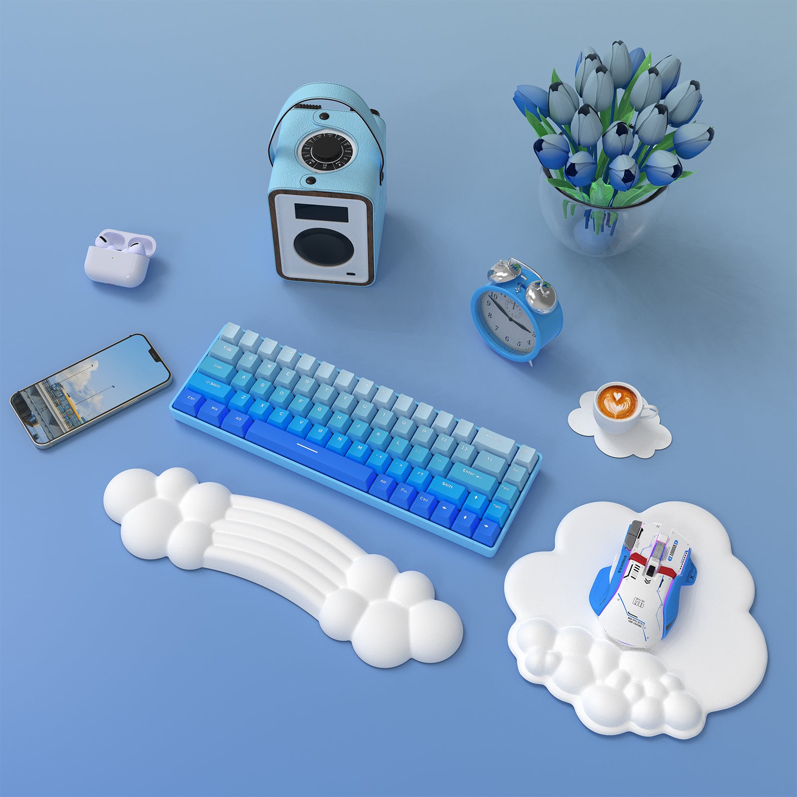 MAMBASNAKE Cloud repose-poignet clavier et souris avec sous-verre
