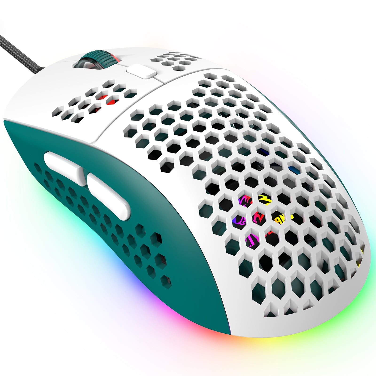 Honeycomb Shell Wired Gaming Mouse RGB Backlit Lightweight 2400DPI For PC  PS4