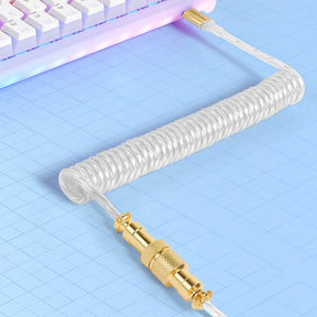 MAMBASNAKE Coiled Gaming Keyboard Cable, Pro Custom USB-C Cable for Mechanical Keyboard, TPU Spring Type-C Cable with Metal Aviation Connector