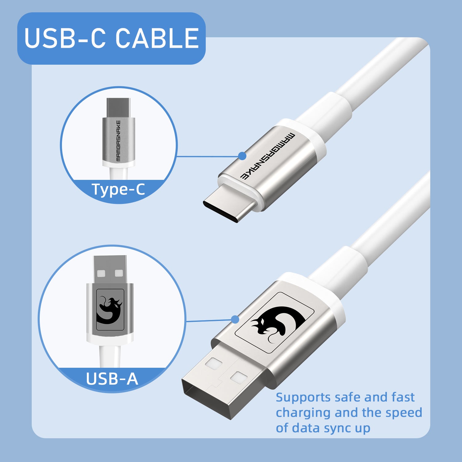 MAMBASNAKE C03 Câble USB C Spiralé pour Clavier de Jeu, Cable USB C Tressé  pour Clavier Mécanique in Starlight Nylon avec Aviateur en Métal Doré
