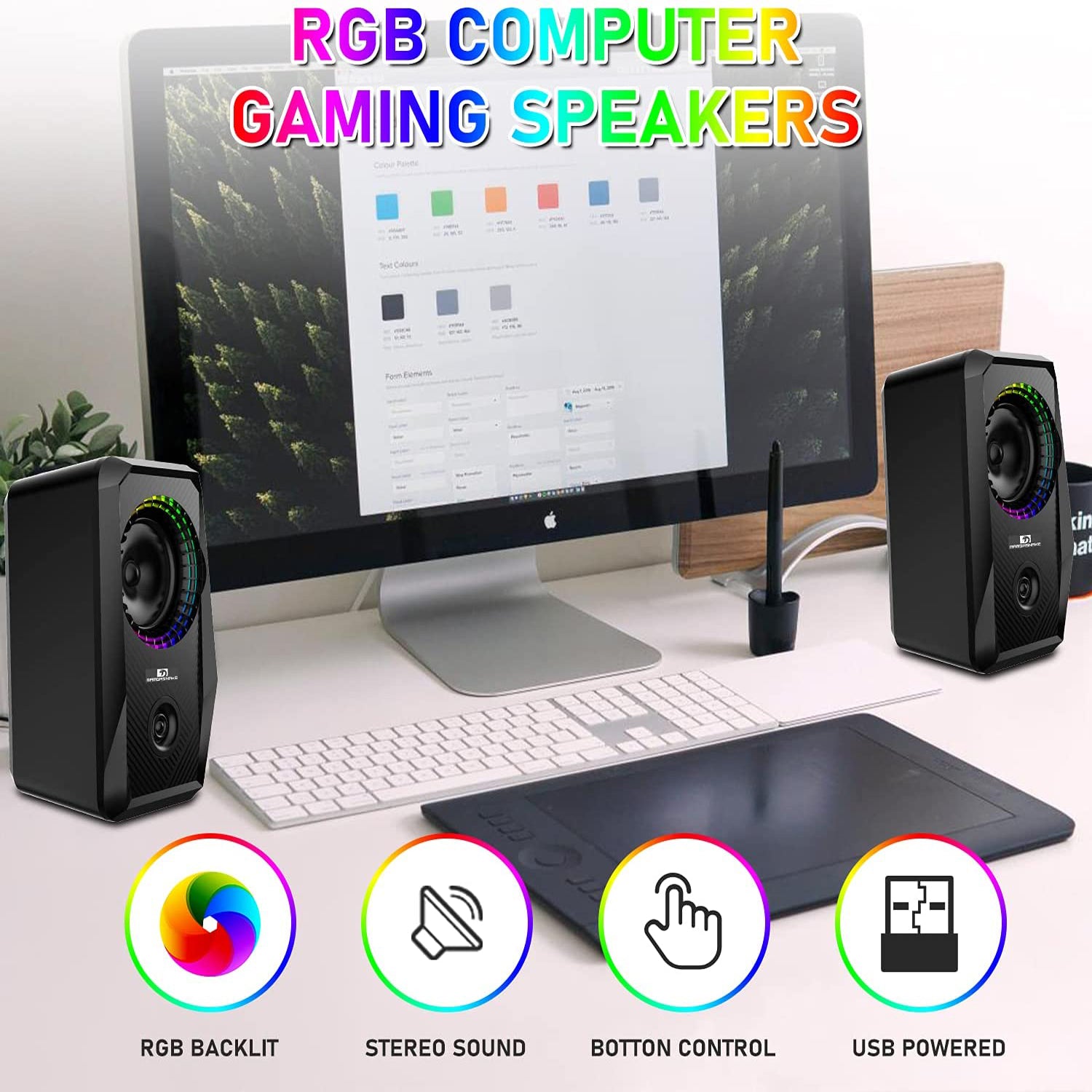 Altavoces de ordenador de escritorio, barra de sonido para juegos de  ordenador con luz RGB, altavoz para PC, Monitor, portátil, Plug And Play -  AliExpress