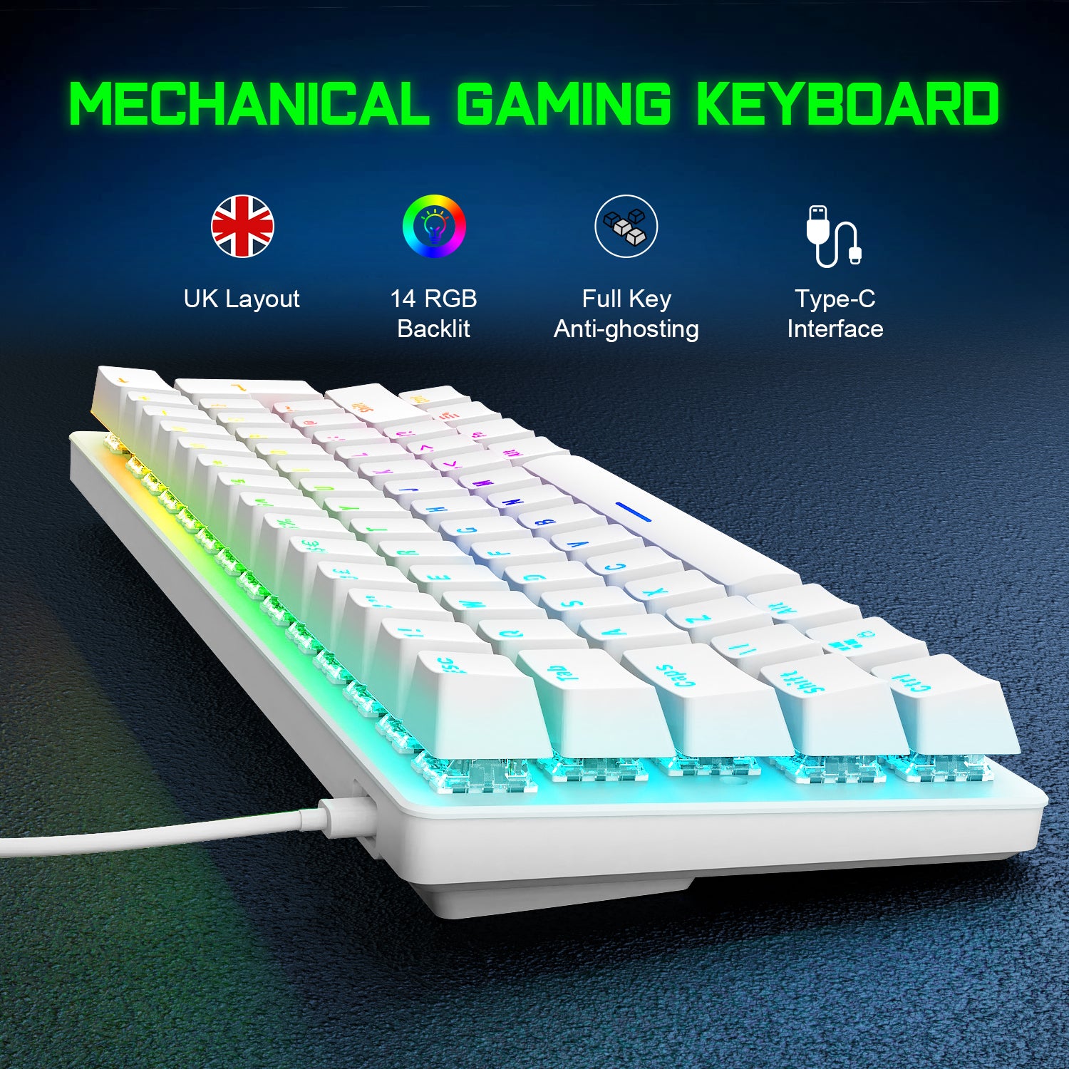 Claviers Gaming Clavier Mécanique 87 Touches Jeu Anti Ghosting