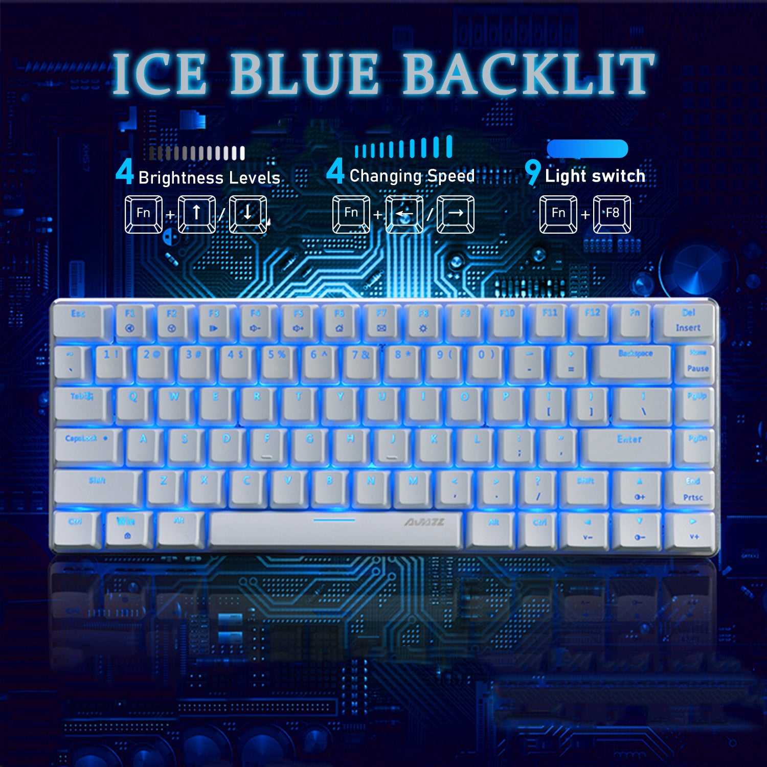 Ajazz Ak33 Wired Mechanical Gaming Keyboard 82 Keys Anti-ghosting Blue /  Black Switch Gamer Pc Laptop Blue White Rgb Backlit - Keyboards - AliExpress