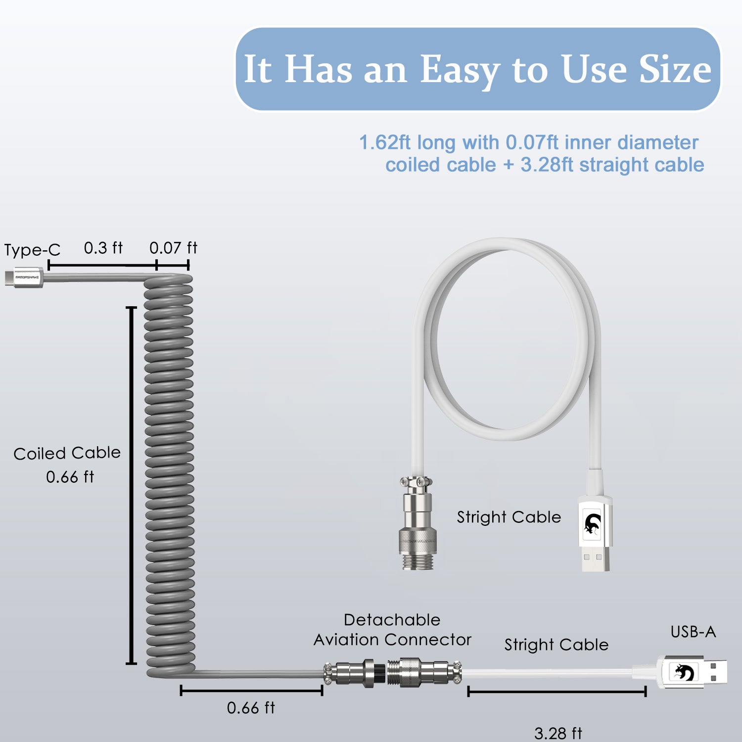 Customizable Coiled Detachable USB Keyboard Cable – MechaniKey
