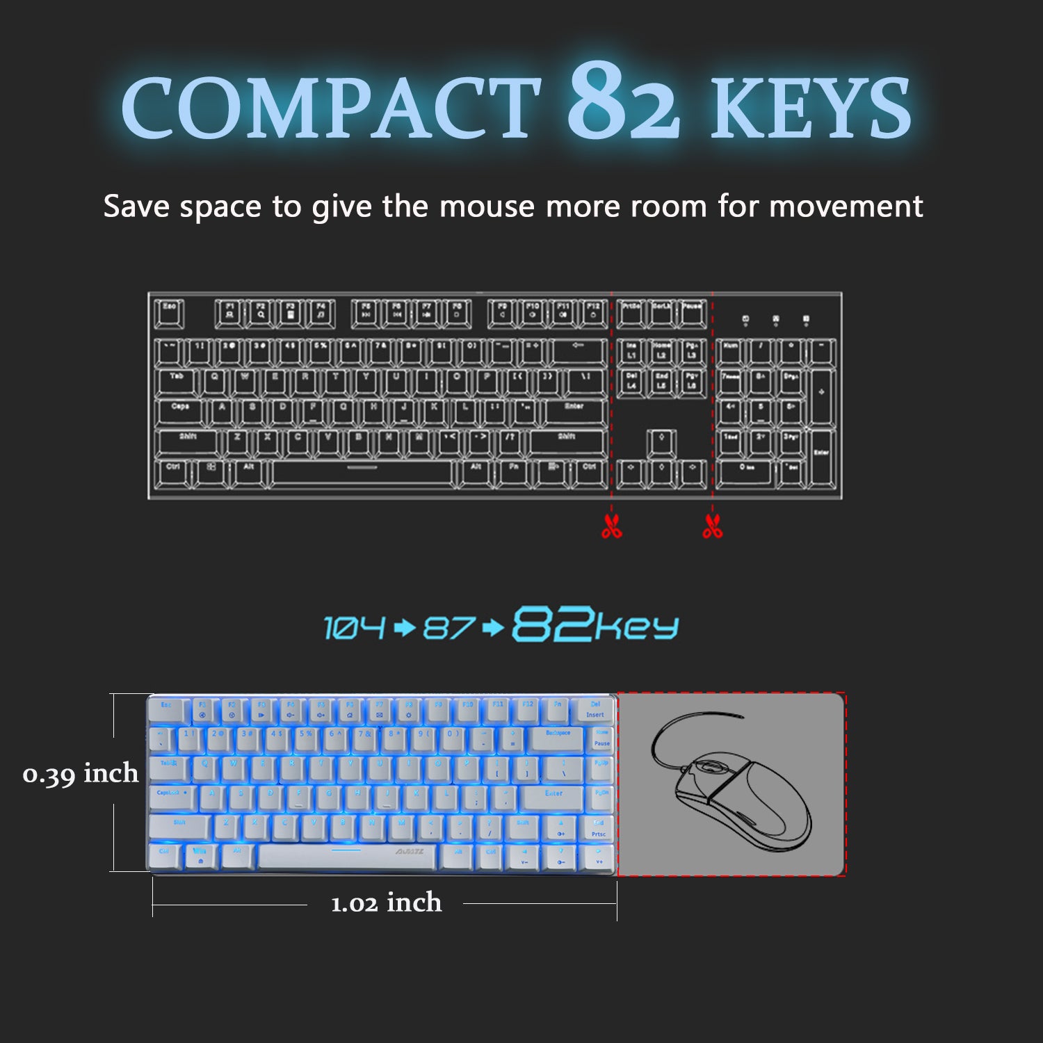 AJAZZ Geeks AK33S 82 Key Mechanical Keyboard, Mechanical Keyboards, Mini  Mechanical Keyboards