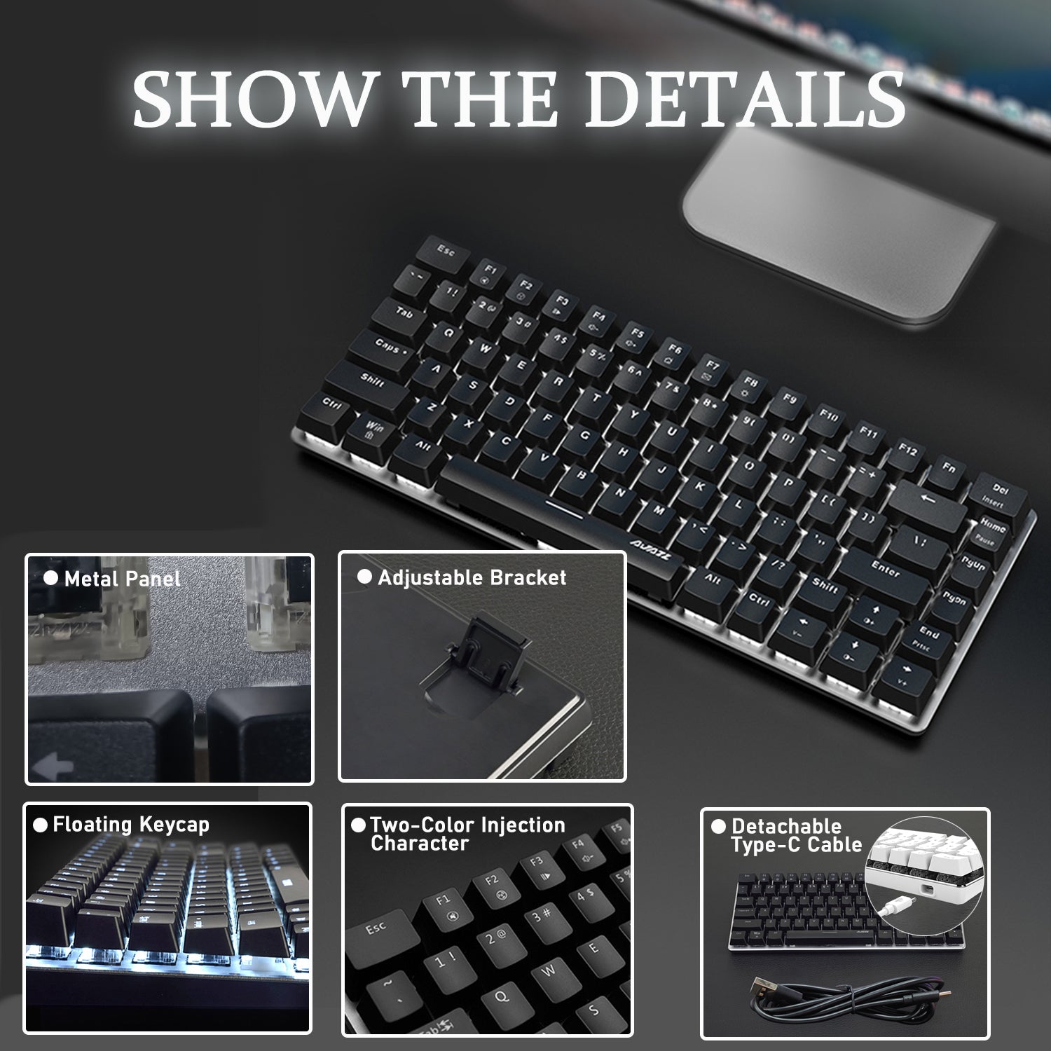 AJAZZ AK33 Mechanical Gaming Keyboard TKL 80% Compact Light Up Keyboar