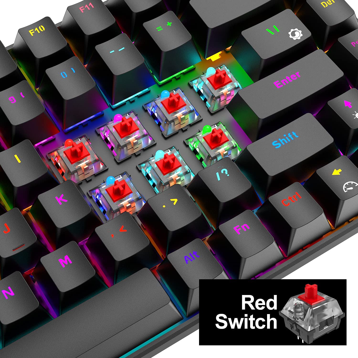 Gaming-Tastatur Mechanische RGB-LED-Hintergrundbeleuchtung Bluetooth  5.0/Wireless 2.4G/Wired 84 Tasten Mini-Tastatur mit wiederaufladbarem