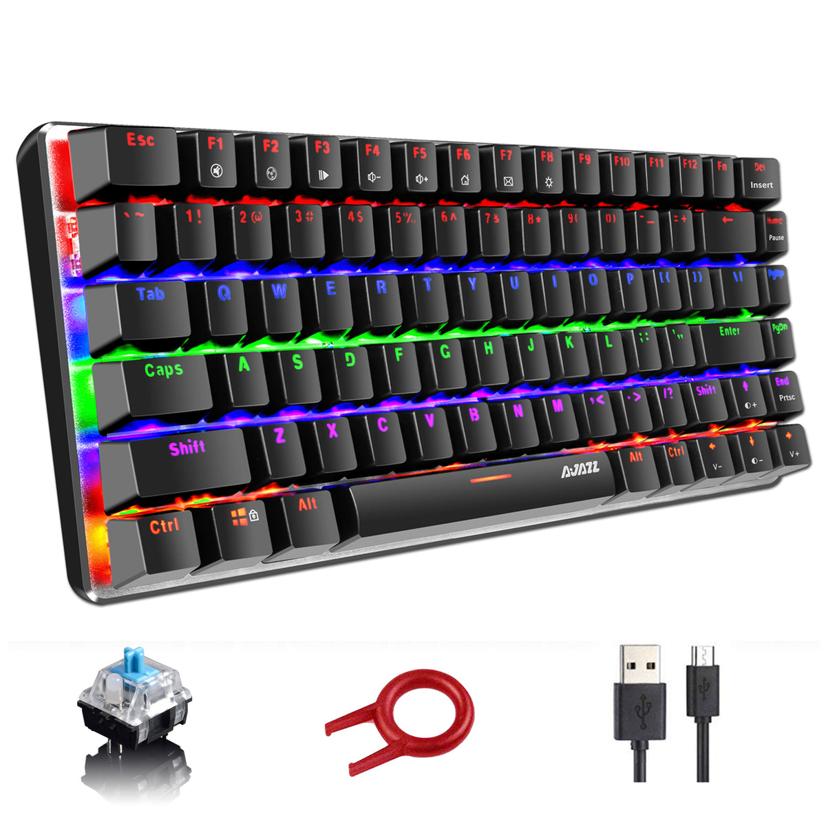 Teclado Tkl 80% Z88 Custom Glow Up Y Set De Keycaps 7 Colore